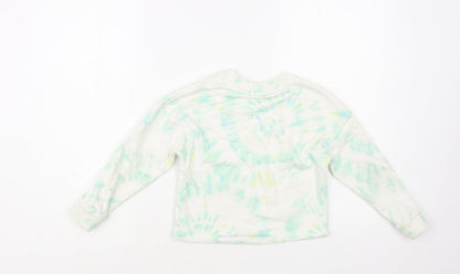 TU Girls White Geometric Cotton Pullover Sweatshirt Size 6 Years Pullover - Tie-Dye