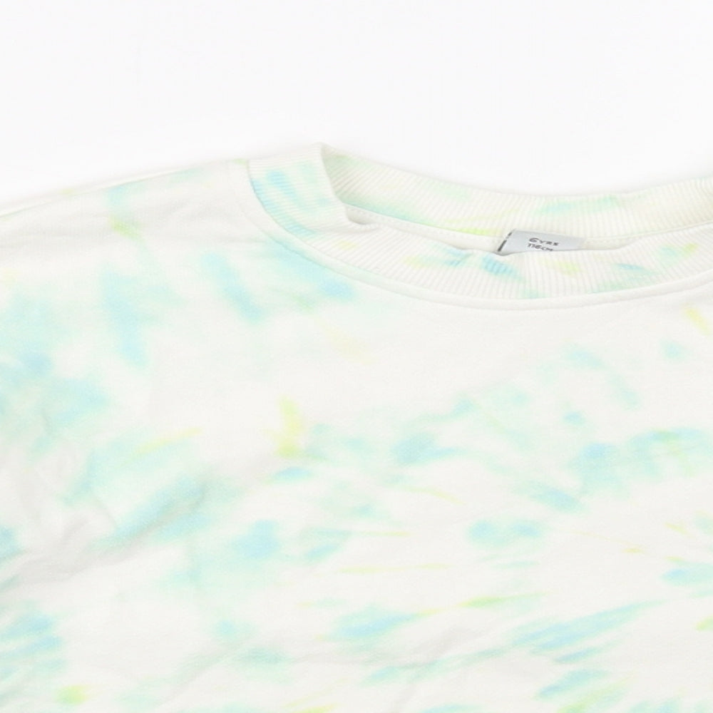 TU Girls White Geometric Cotton Pullover Sweatshirt Size 6 Years Pullover - Tie-Dye
