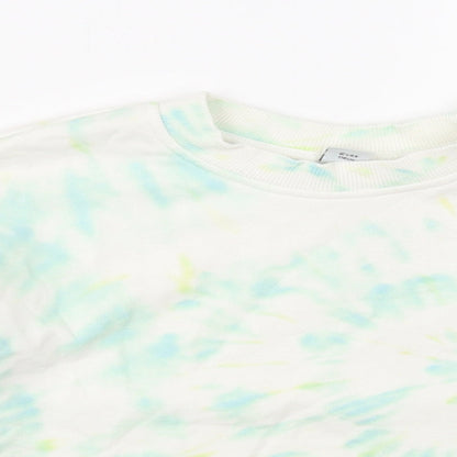 TU Girls White Geometric Cotton Pullover Sweatshirt Size 6 Years Pullover - Tie-Dye