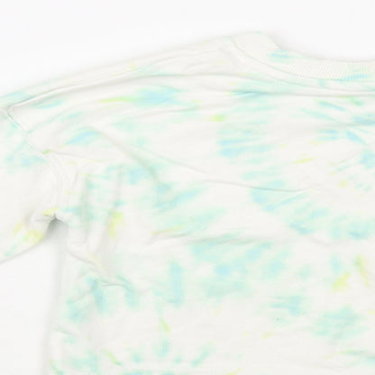 TU Girls White Geometric Cotton Pullover Sweatshirt Size 6 Years Pullover - Tie-Dye