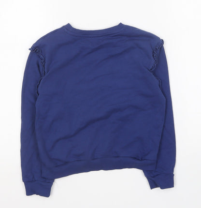 Studio Girls Blue Round Neck Cotton Pullover Jumper Size 7-8 Years