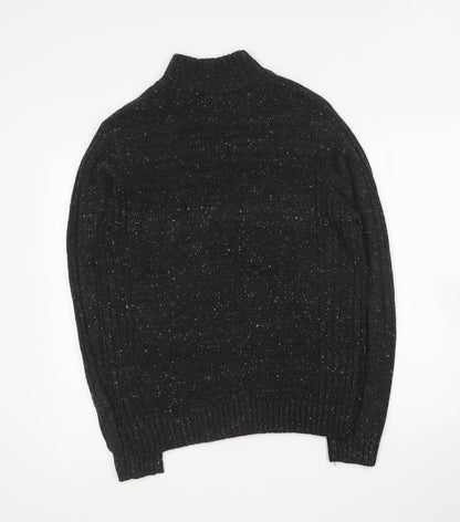 Cedar Wood State Mens Black Collared Acrylic Pullover Jumper Size M