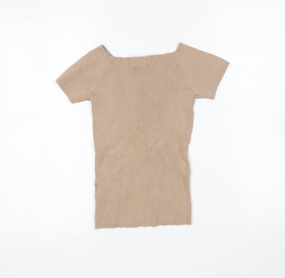 Primark Womens Brown Square Neck Viscose Pullover Jumper Size 10