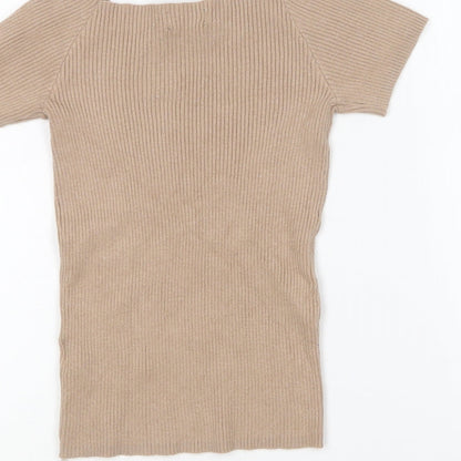 Primark Womens Brown Square Neck Viscose Pullover Jumper Size 10