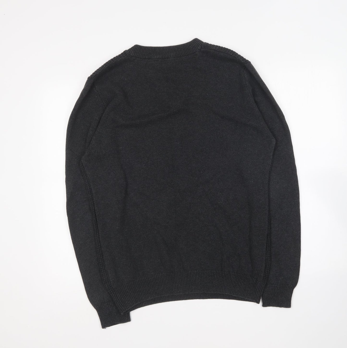 Cedar Wood State Mens Blue V-Neck Cotton Pullover Jumper Size M