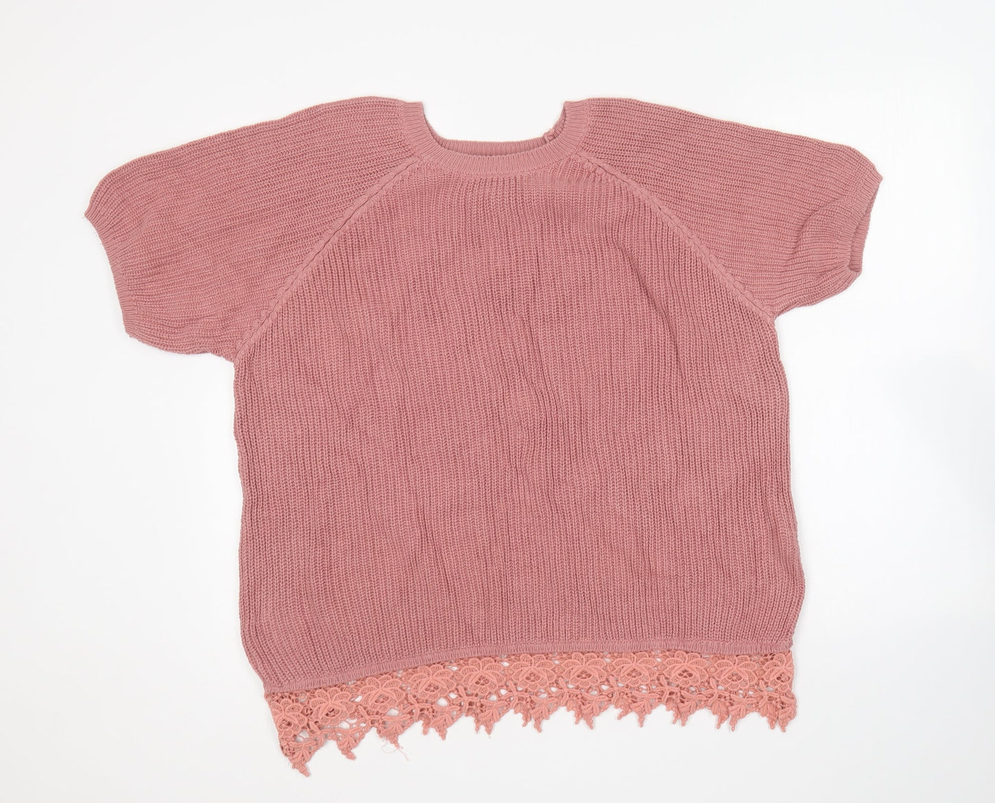 F&F Womens Pink Round Neck Cotton Pullover Jumper Size 14