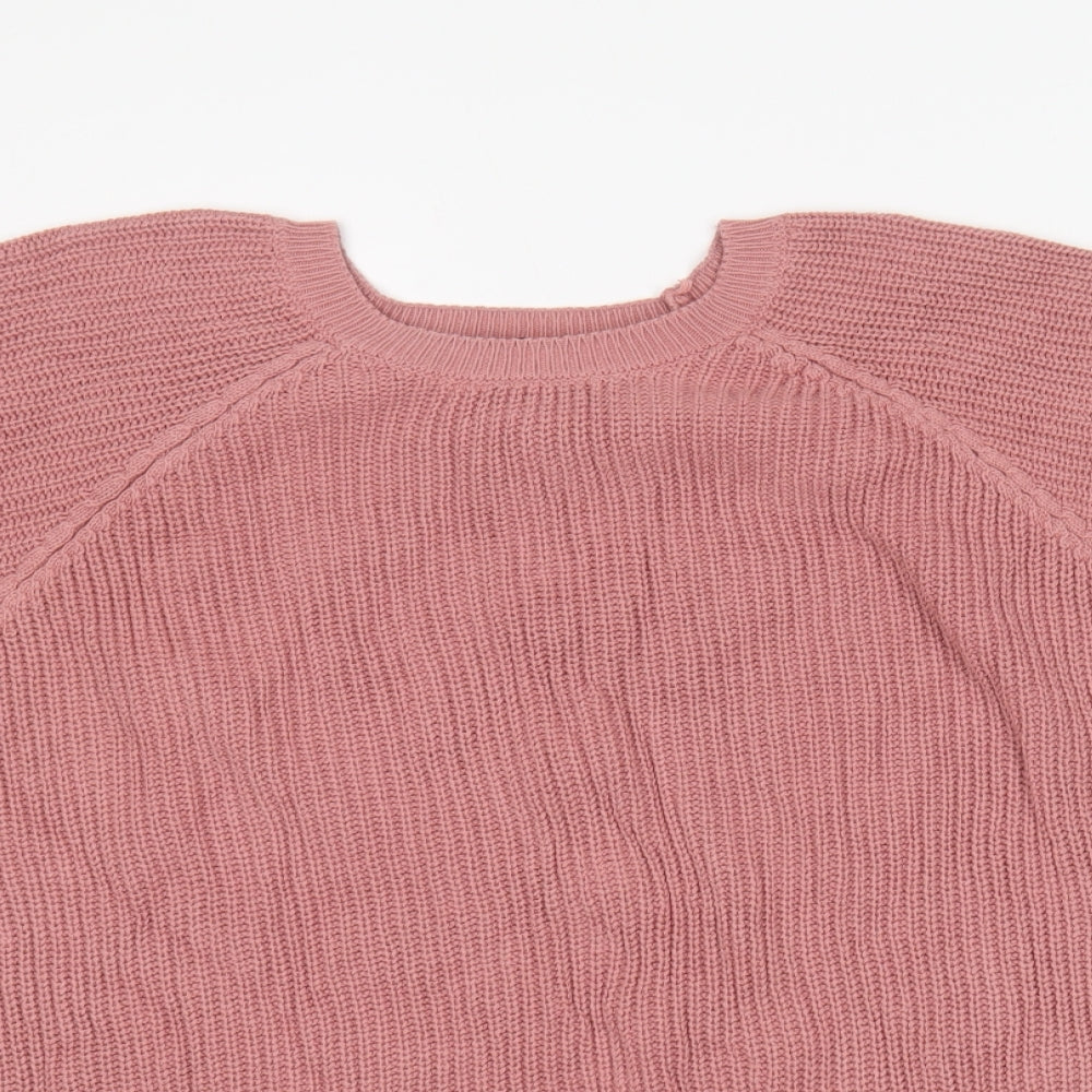 F&F Womens Pink Round Neck Cotton Pullover Jumper Size 14