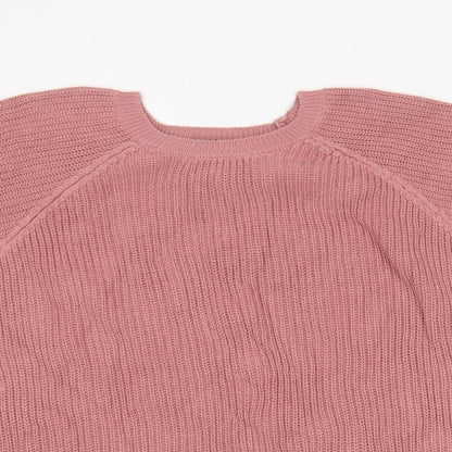 F&F Womens Pink Round Neck Cotton Pullover Jumper Size 14