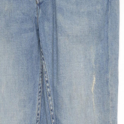 Primark Womens Blue Cotton Straight Jeans Size 34 in L37 in Regular