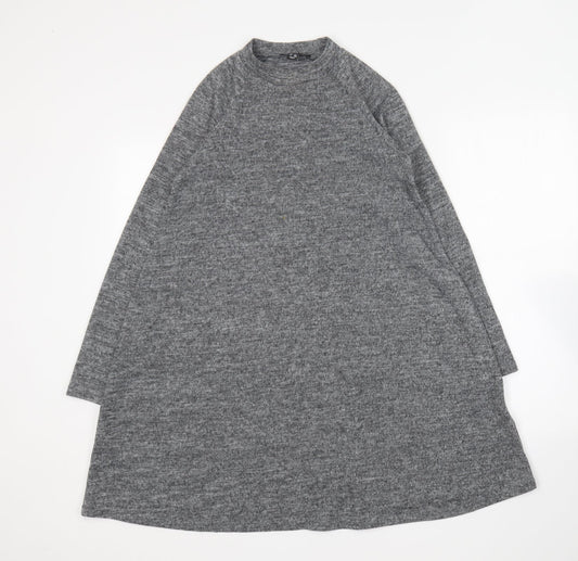 New Look Womens Grey Polyester Jumper Dress Size 8 Round Neck