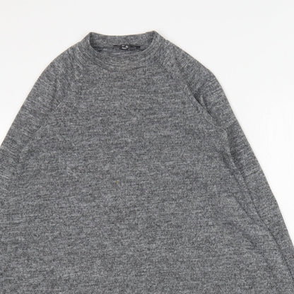 New Look Womens Grey Polyester Jumper Dress Size 8 Round Neck