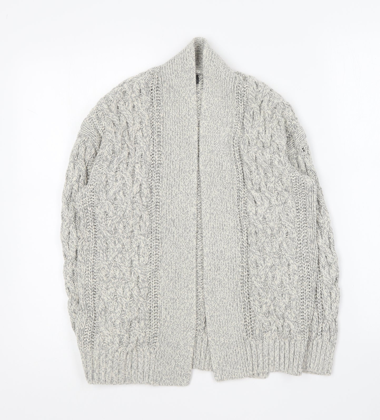 EDITION Womens Grey V-Neck Cotton Cardigan Jumper Size XS