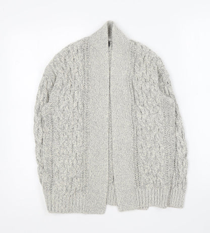 EDITION Womens Grey V-Neck Cotton Cardigan Jumper Size XS