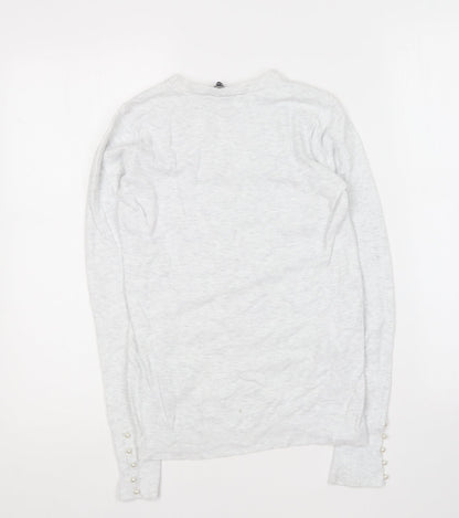 Zara Womens Grey Round Neck Cotton Pullover Jumper Size S