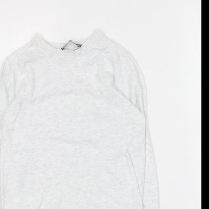 Zara Womens Grey Round Neck Cotton Pullover Jumper Size S