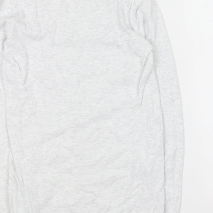 Zara Womens Grey Round Neck Cotton Pullover Jumper Size S