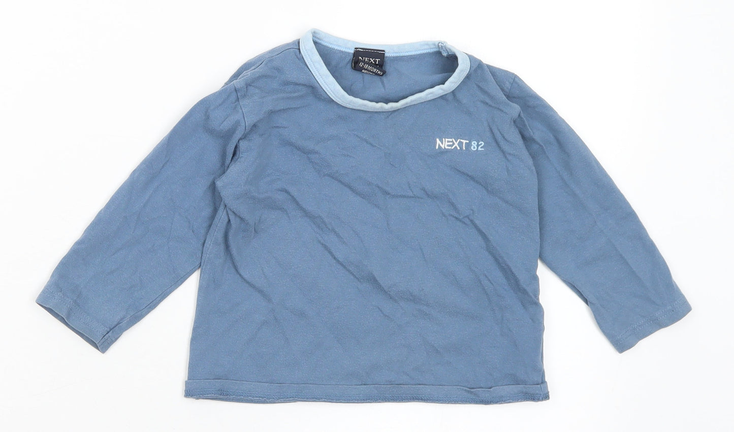 NEXT Boys Blue Cotton Basic T-Shirt Size 12-18 Months Round Neck