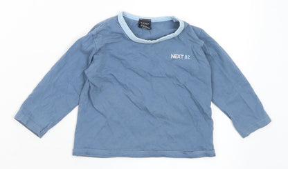 NEXT Boys Blue Cotton Basic T-Shirt Size 12-18 Months Round Neck