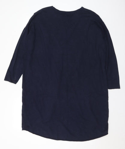 Preworn Womens Blue Viscose Jumper Dress Size L Round Neck
