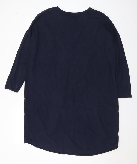 Preworn Womens Blue Viscose Jumper Dress Size L Round Neck