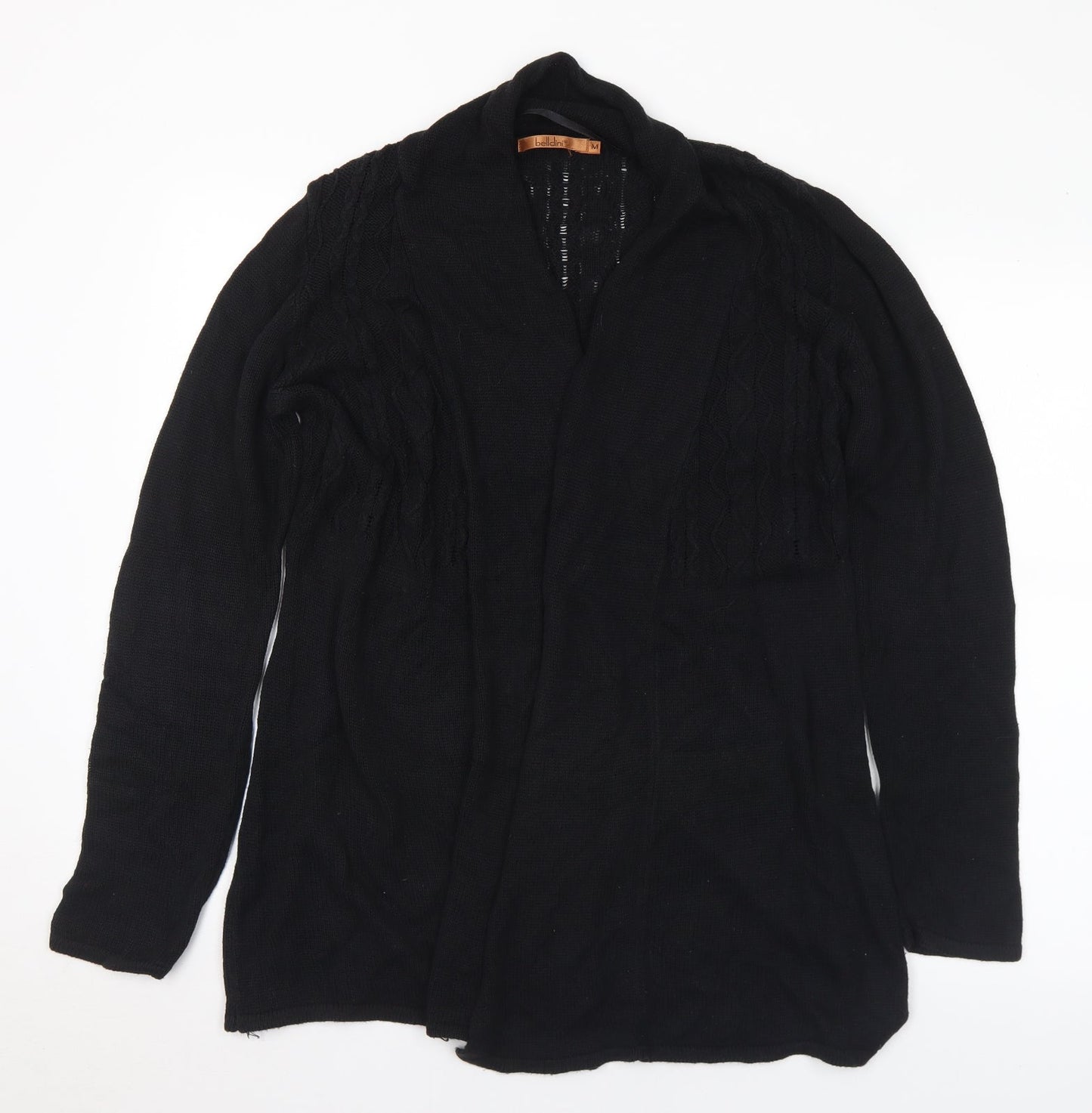 Belldiri Womens Black V-Neck Cotton Cardigan Jumper Size M