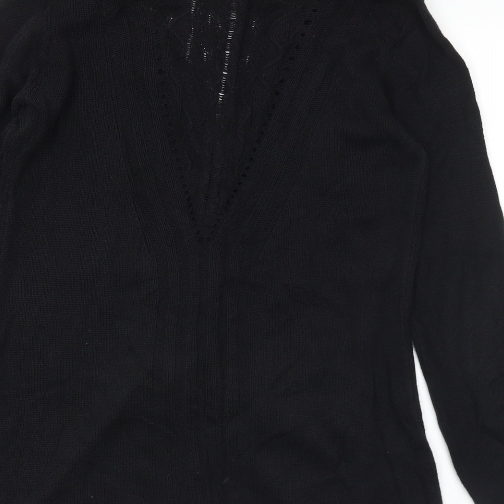 Belldiri Womens Black V-Neck Cotton Cardigan Jumper Size M