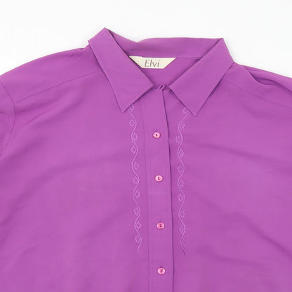 Womens UK Size 18 ELVI Purple Basic Blouse