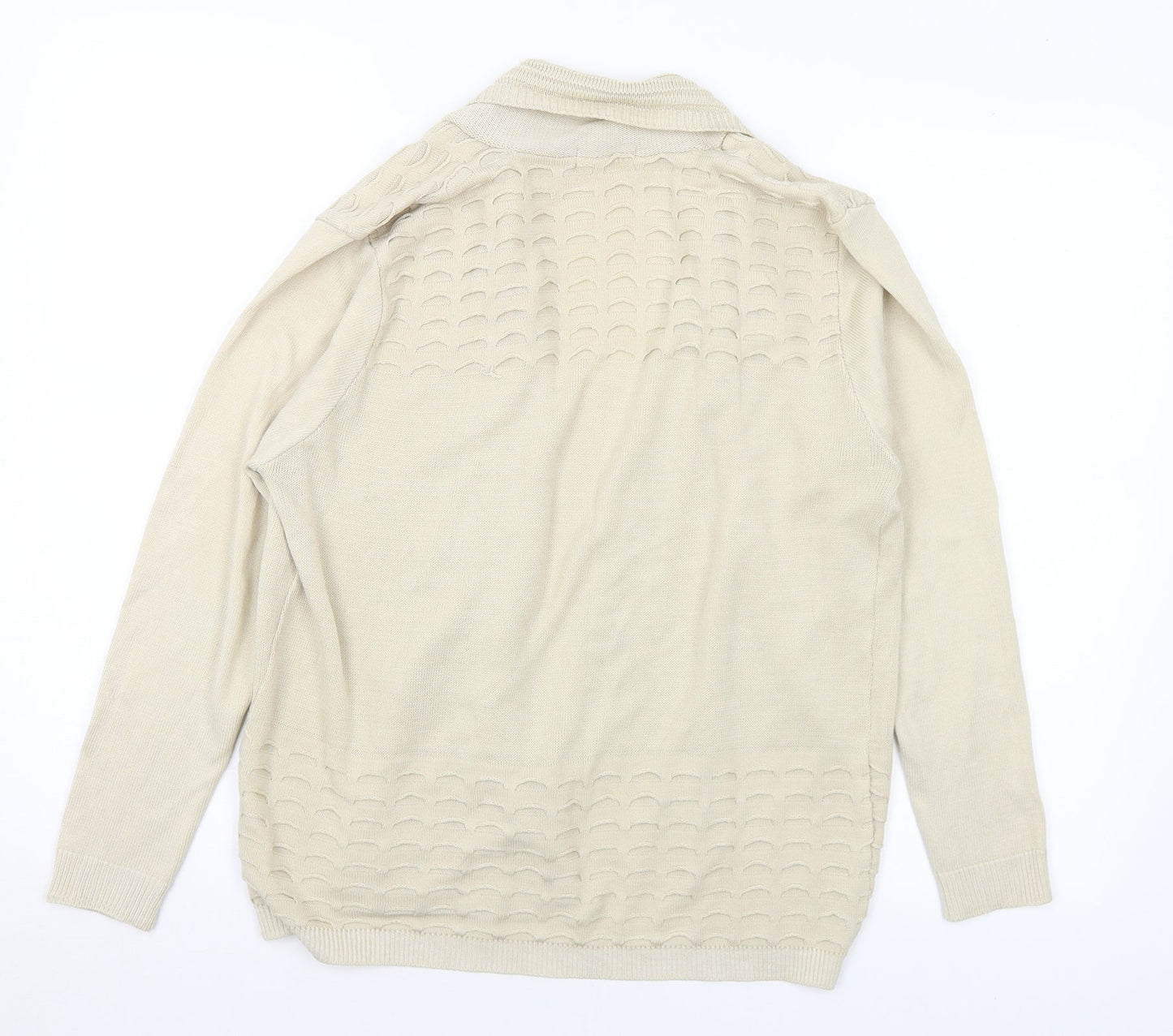 Mia Moda Womens Beige V-Neck Acrylic Cardigan Jumper Size L - L/XL