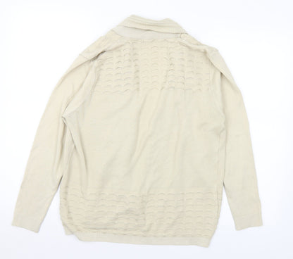 Mia Moda Womens Beige V-Neck Acrylic Cardigan Jumper Size L - L/XL