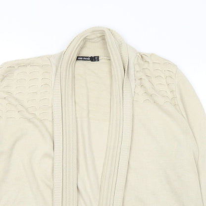 Mia Moda Womens Beige V-Neck Acrylic Cardigan Jumper Size L - L/XL