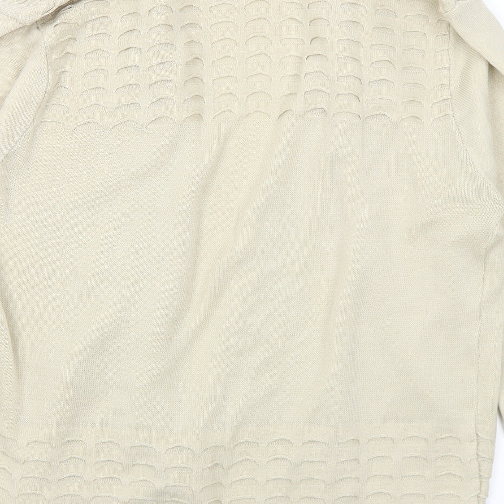 Mia Moda Womens Beige V-Neck Acrylic Cardigan Jumper Size L - L/XL
