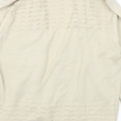 Mia Moda Womens Beige V-Neck Acrylic Cardigan Jumper Size L - L/XL