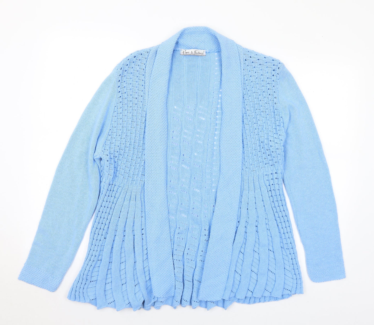 Womens UK Size S Pure & Natural Blue Cardigan Jumper