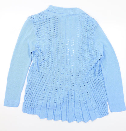 Womens UK Size S Pure & Natural Blue Cardigan Jumper