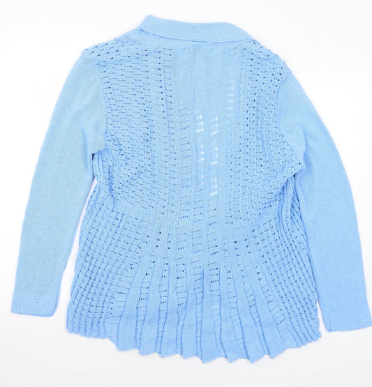 Womens UK Size S Pure & Natural Blue Cardigan Jumper