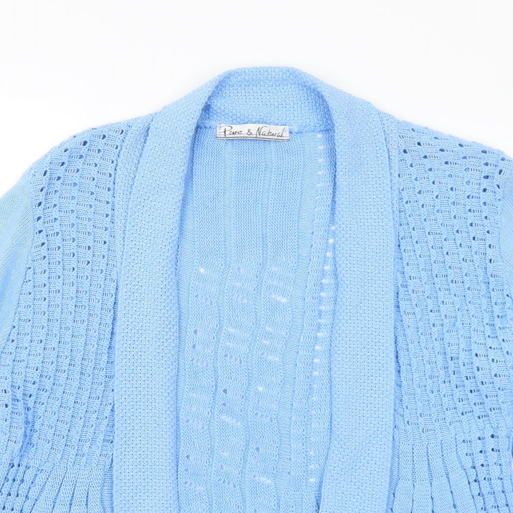 Womens UK Size S Pure & Natural Blue Cardigan Jumper
