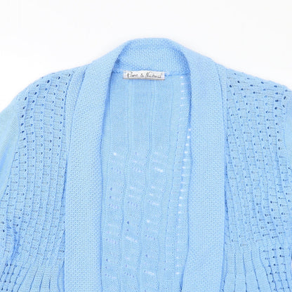 Womens UK Size S Pure & Natural Blue Cardigan Jumper