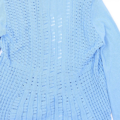 Womens UK Size S Pure & Natural Blue Cardigan Jumper