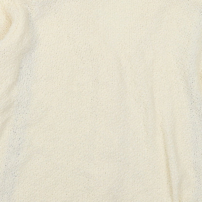 Andrita Womens Ivory V-Neck Cotton Cardigan Jumper Size S - Shoulder Pads S/M