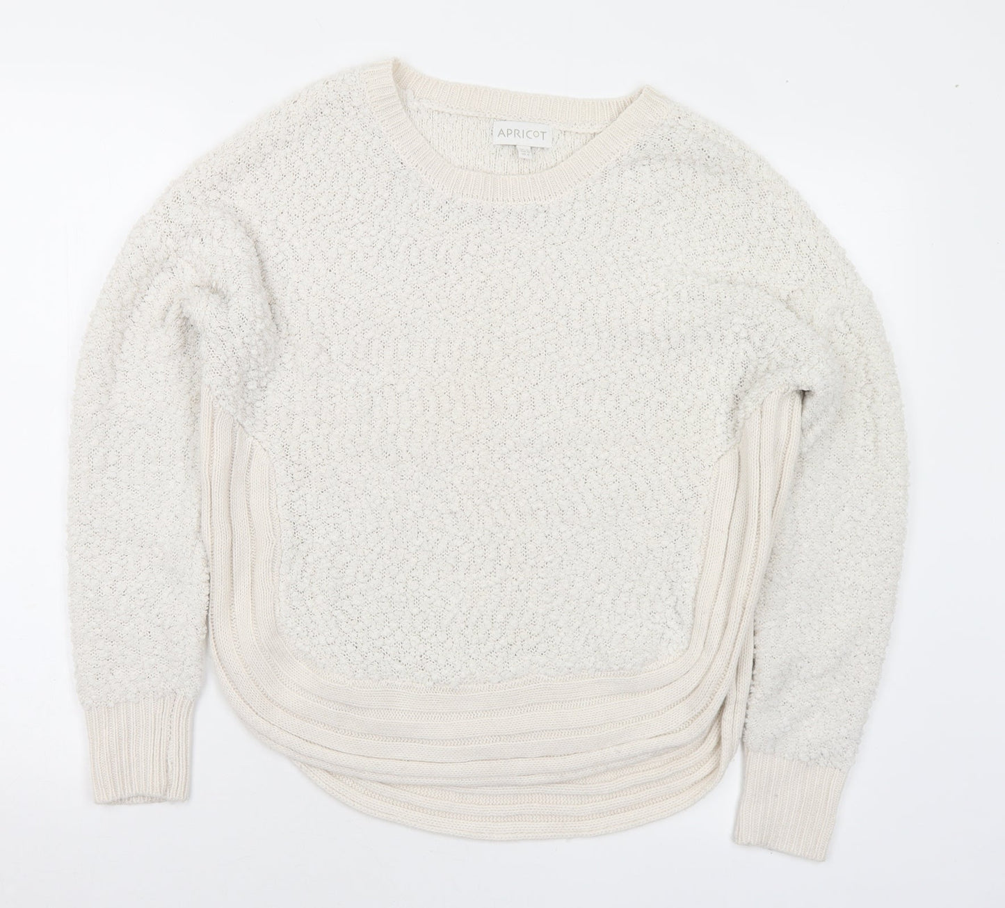 Apricot Womens White Round Neck Polyester Pullover Jumper Size 12