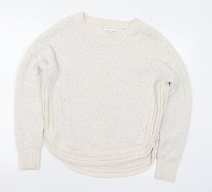 Apricot Womens White Round Neck Polyester Pullover Jumper Size 12