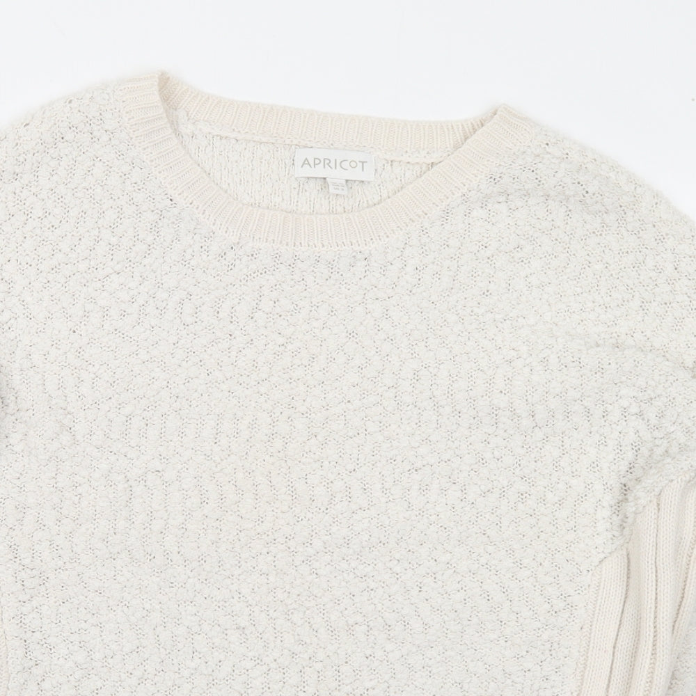 Apricot Womens White Round Neck Polyester Pullover Jumper Size 12