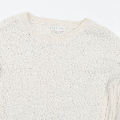 Apricot Womens White Round Neck Polyester Pullover Jumper Size 12