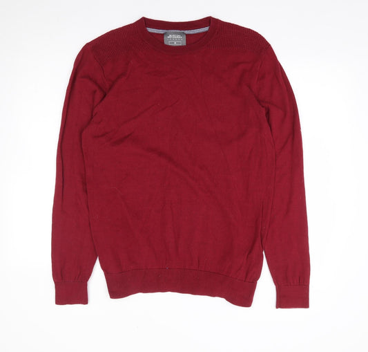 Burton Mens Red Crew Neck Cotton Pullover Jumper Size M