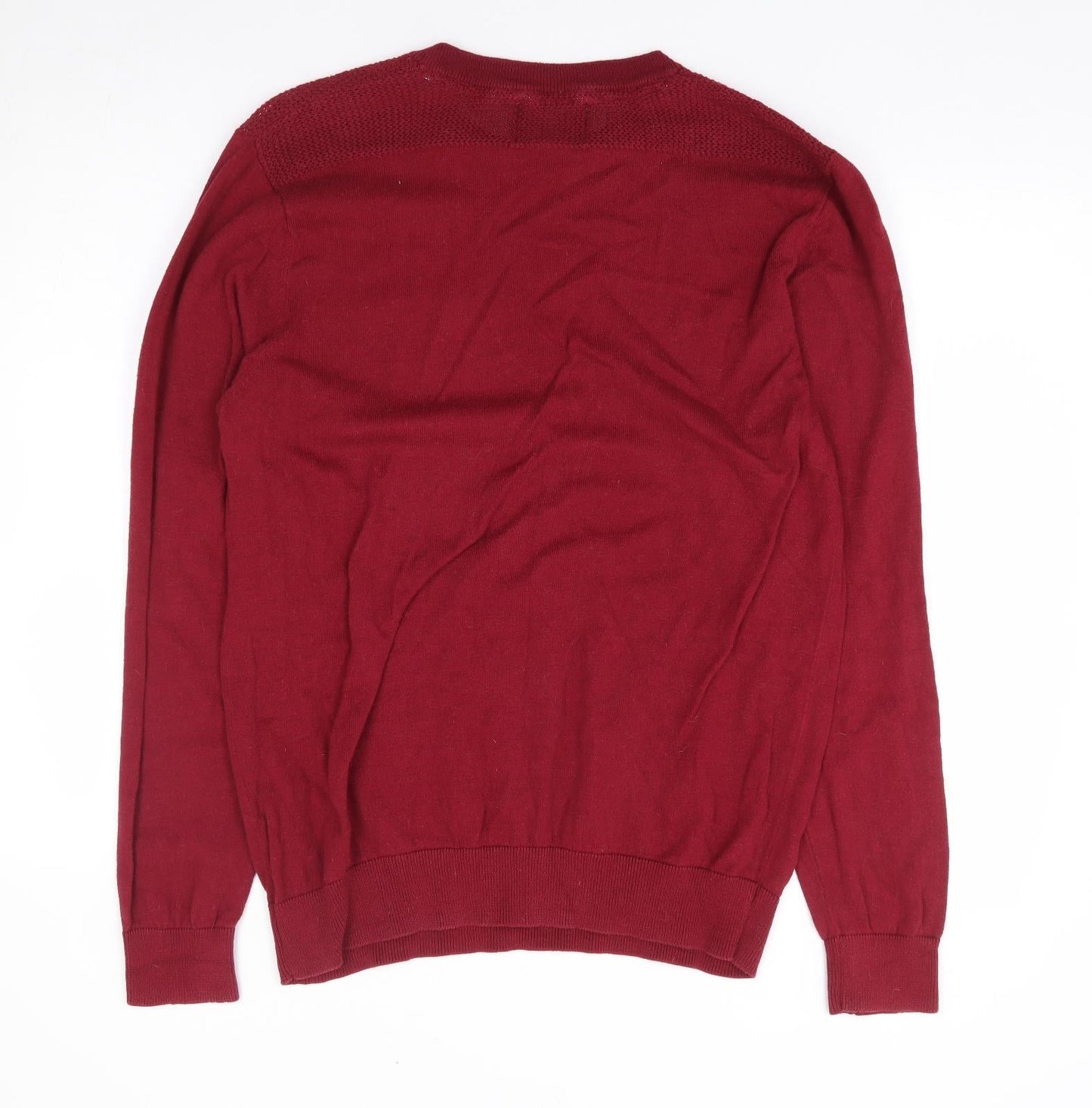 Burton Mens Red Crew Neck Cotton Pullover Jumper Size M