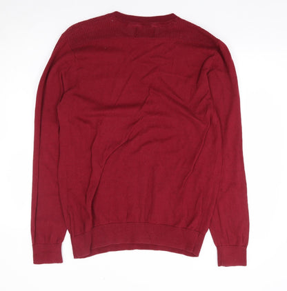 Burton Mens Red Crew Neck Cotton Pullover Jumper Size M