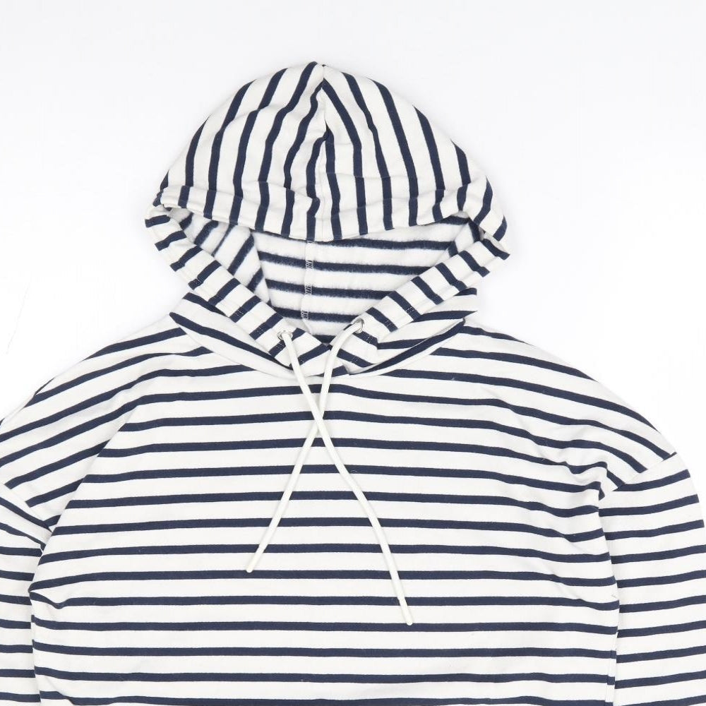 Papaya Womens Ivory Striped Cotton Pullover Hoodie Size S Pullover
