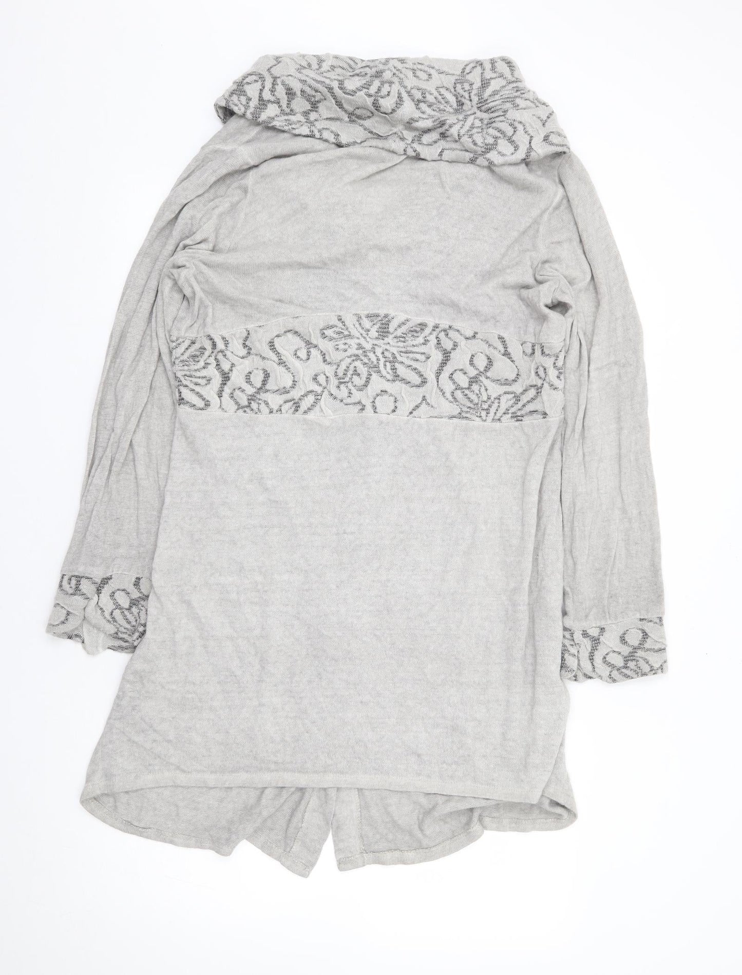 Ella Moda Womens Grey V-Neck Geometric Acrylic Cardigan Jumper Size L