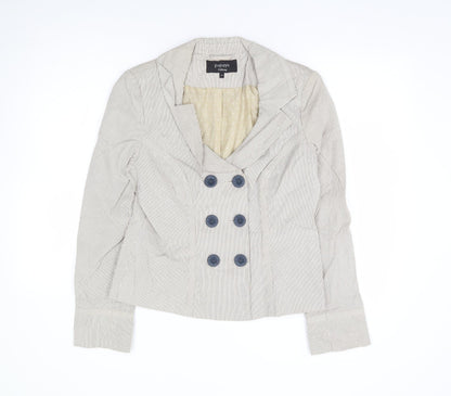 Papaya Womens Beige Striped Cotton Jacket Suit Jacket Size 14
