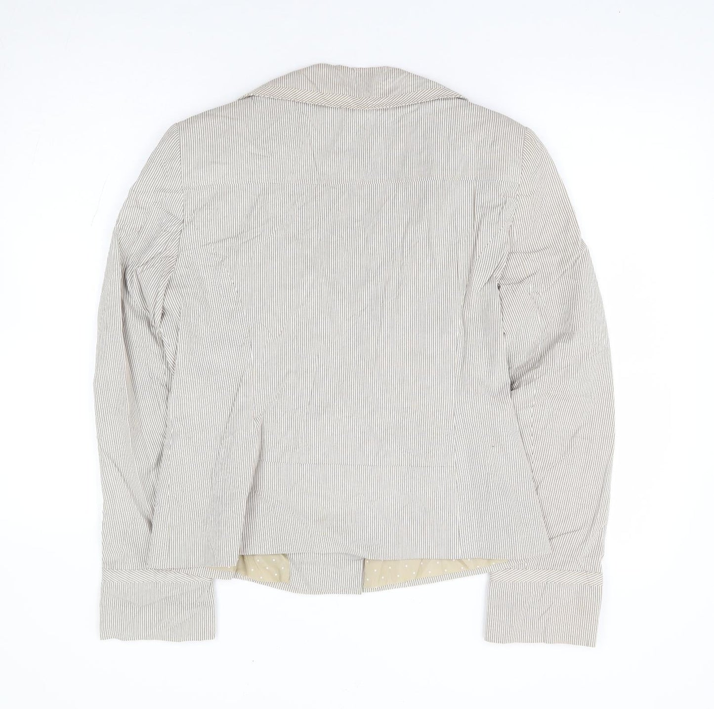 Papaya Womens Beige Striped Cotton Jacket Suit Jacket Size 14